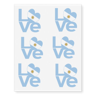 Light Blue Argentine LOVE Temporary Tattoos