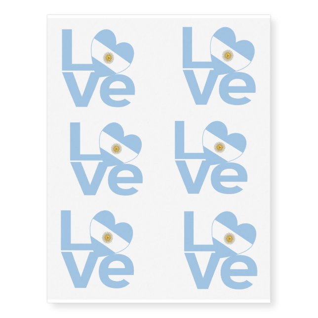 Light Blue Argentine LOVE Temporary Tattoos (Front)