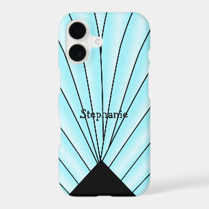 Light Blue Art Deco Fan Design iPhone 17 Case