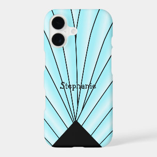 Light Blue Art Deco Fan Design iPhone 17 Case