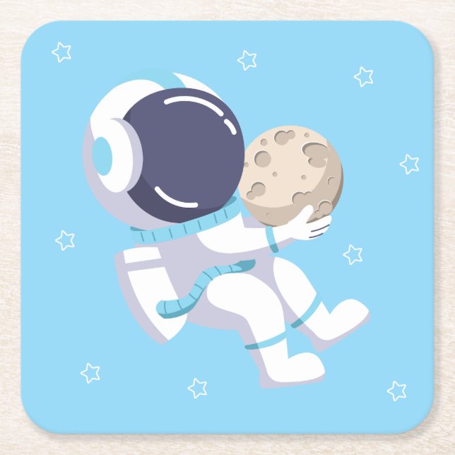 Light Blue Astronaut - Paper Coaster (Front)