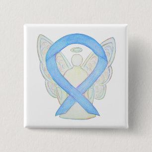 Light Blue Awareness Ribbon Angel Custom Buttons