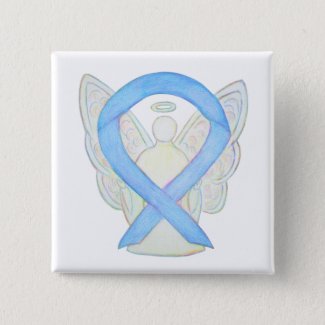 Light Blue Awareness Ribbon Angel Custom Buttons
