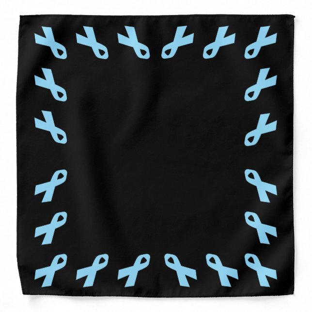 Light Blue Awareness Ribbon black Bandana (Front)