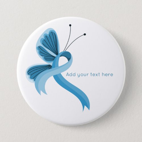 Light Blue Awareness Ribbon Butterfly  Button