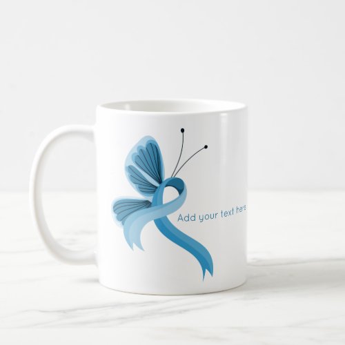 Light Blue Awareness Ribbon Butterfly Coffee Mug