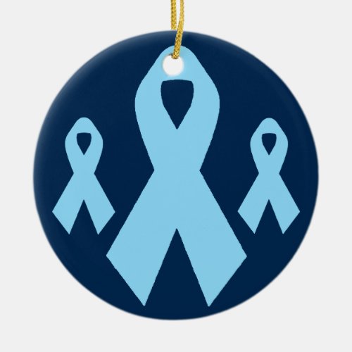 Light Blue Awareness Ribbon Ceramic Ornament