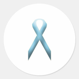Light Blue awareness ribbon Classic Round Sticker