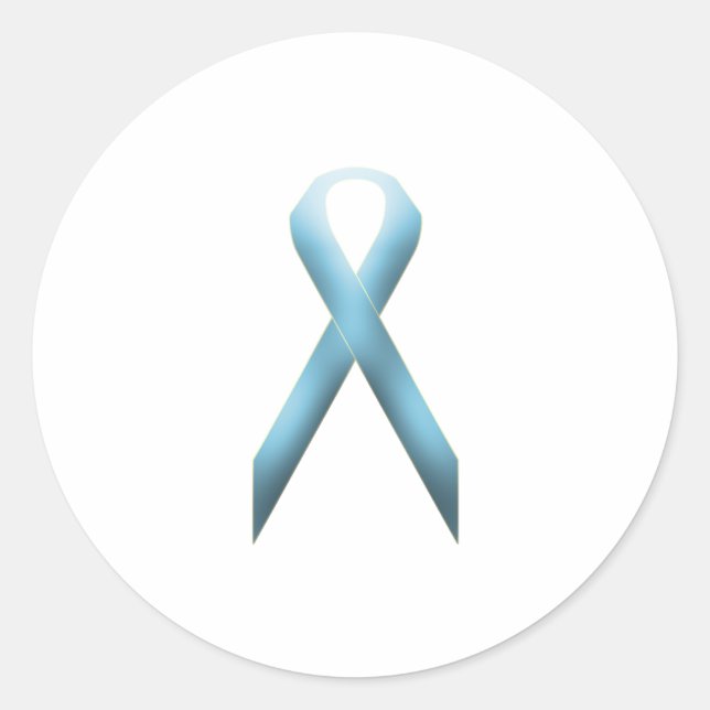 Light Blue awareness ribbon Classic Round Sticker (Front)