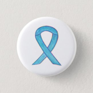 Light Blue Awareness Ribbon Custom Art Button Pins