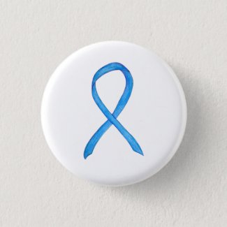 Light Blue Awareness Ribbon Custom Art Pin Buttons