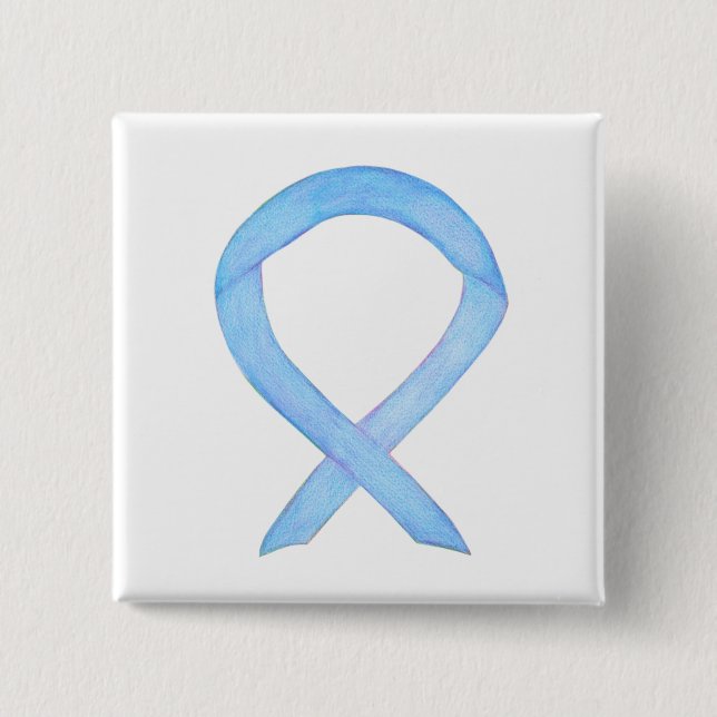 Light Blue Awareness Ribbon Custom Pin Buttons (Front)