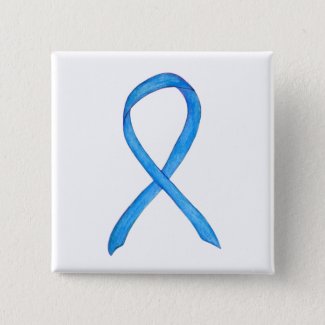 Light Blue Awareness Ribbon Custom Pin Buttons