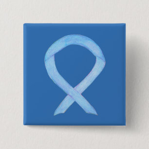 Light Blue Awareness Ribbon Custom Pin Buttons