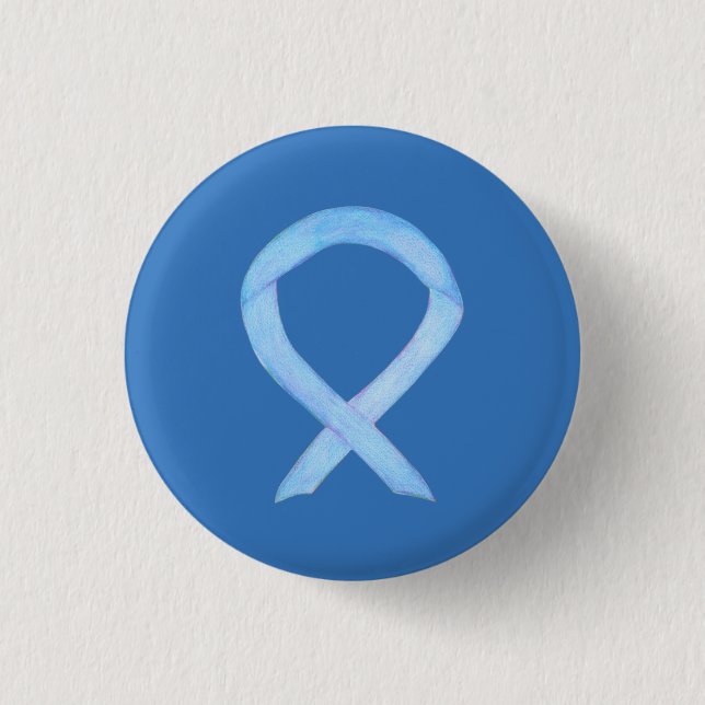 Light Blue Awareness Ribbon Customized Pin Buttons (Front)