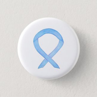 Light Blue Awareness Ribbon Customized Pin Buttons
