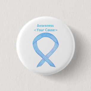Light Blue Awareness Ribbon Customized Pin Buttons