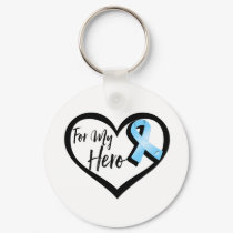 Light Blue Awareness Ribbon For My Hero Keychain