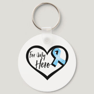 Light Blue Awareness Ribbon For My Hero Keychain