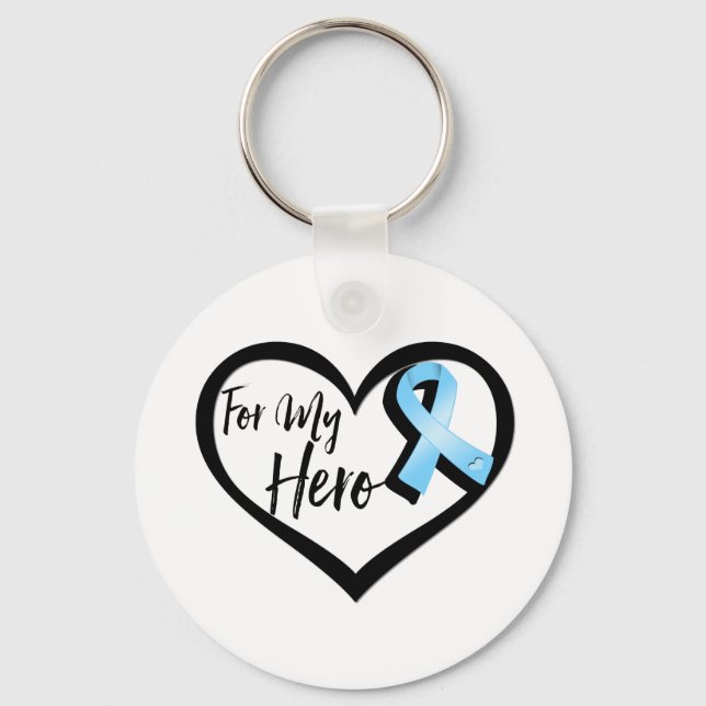 Light Blue Awareness Ribbon For My Hero Keychain (Front)