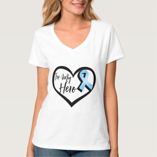 Light Blue Awareness Ribbon For My Hero T_Shirt