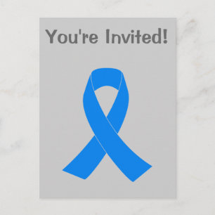 Light Blue Awareness Ribbon Invitation Postcard