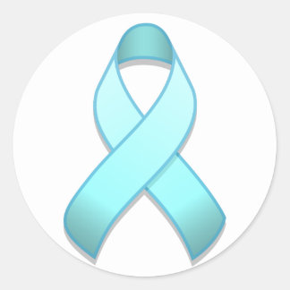 Light Blue Awareness Ribbon Round Sticker