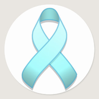Light Blue Awareness Ribbon Round Sticker