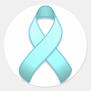 Light Blue Awareness Ribbon Round Sticker