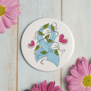 Light Blue Awareness Ribbon Support and Hope Button
