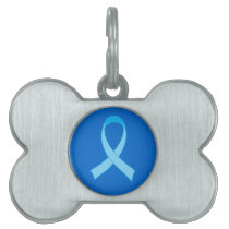 Light Blue Awareness Ribbon Support Pet Tag