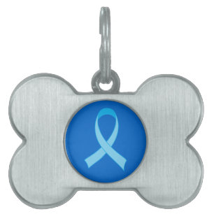 Light Blue Awareness Ribbon Support Pet Tag