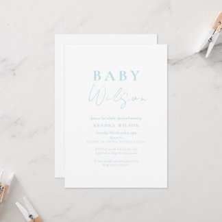 Light Blue Baby Boy Simple Baby Shower Invitation
