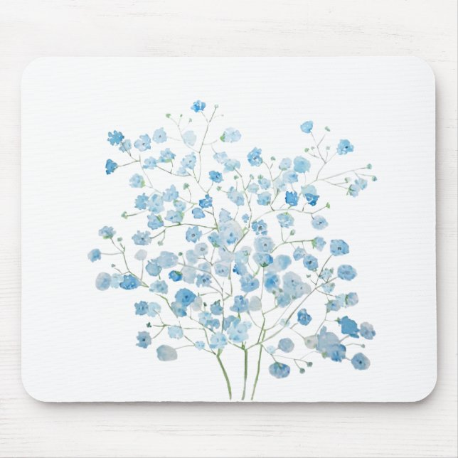 light blue Baby Breath Bouquet  gypsophila Mouse Pad (Front)