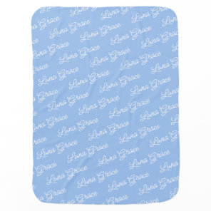 Light Blue Baby Girl Boy Personalized Name Custom Blanket