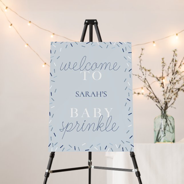 Light Blue Baby Sprinkle Shower Welcome Sign (In Situ (Stand))