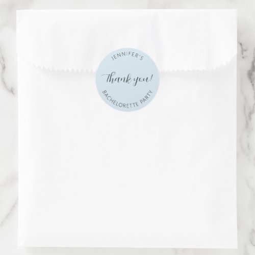 Light Blue Bachelorette Party Thank You Classic Round Sticker