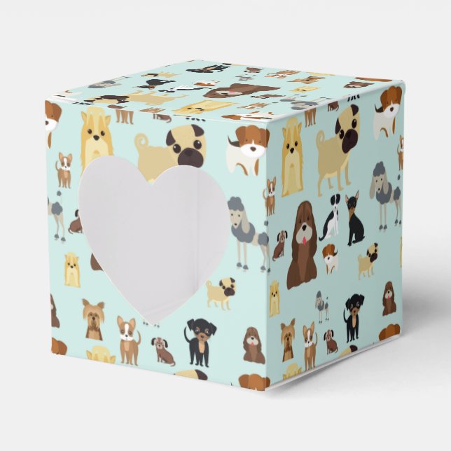 light blue background dogs pattern. favor boxes (Front Side)
