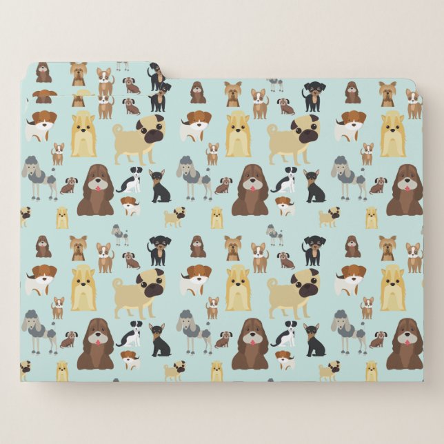 light blue background dogs pattern. file folder (Front Left)