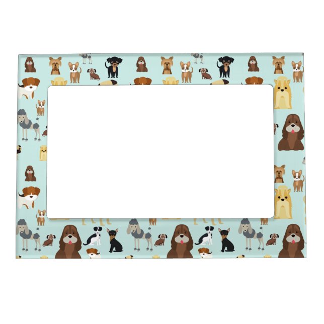 light blue background dogs pattern. magnetic frame (Front)