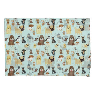 light blue background dogs pattern. pillow case