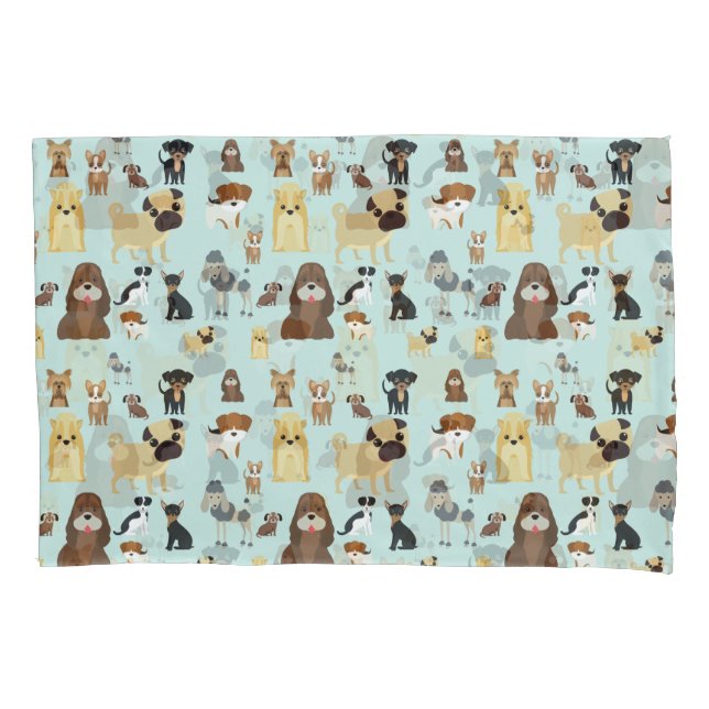 light blue background dogs pattern. pillow case (Front)
