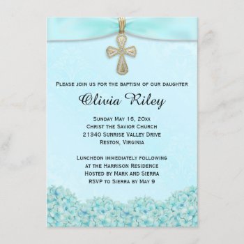 Light Blue Baptism Christening Invitation by OnceForAll at Zazzle