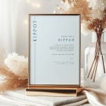 Light Blue Bar Mitzvah Kippot Tabletop Sign Invitation<br><div class="desc">Mazel tov on this special occasion! Make your son's Bar Mitzvah ceremony special with this minimalist typography light blue and navy tabletop Kippah sign. This sign gives information on what Kippot is and instructions on what to do.</div>