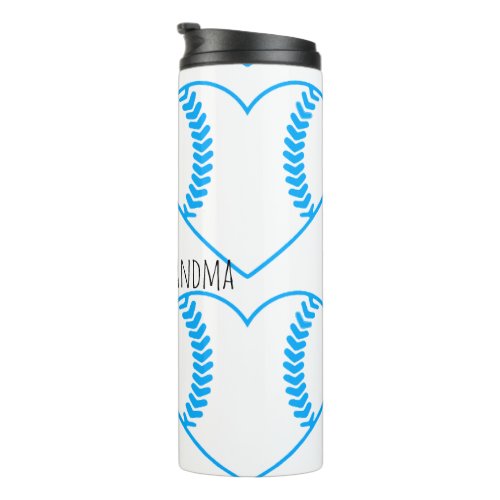 Light blue baseball softball personalized thermal tumbler