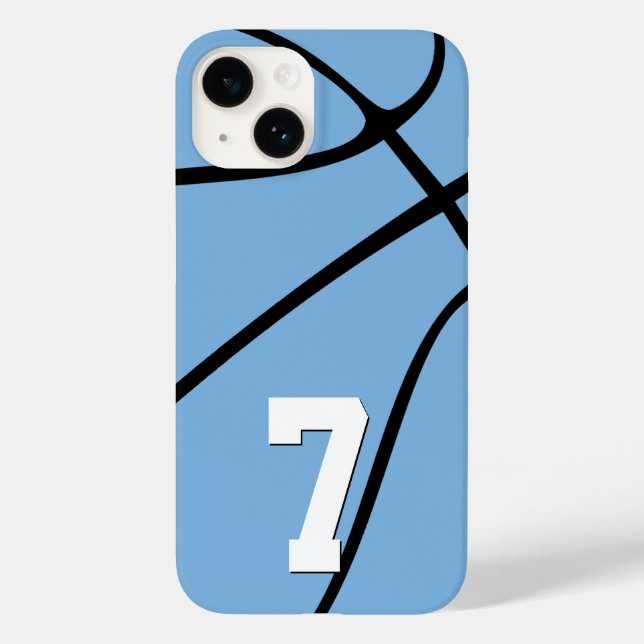 Light Blue Basketball Custom Player Number Sports Case-Mate iPhone Case (Back)