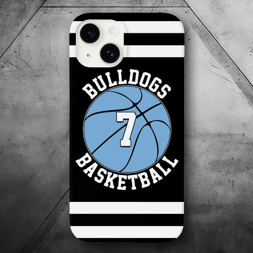 Light Blue Basketball Team Name and Player Number Case_Mate iPhone 14 Case