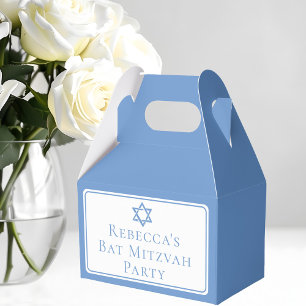 Light Blue Bat Mitzvah Party Star of David Favor Boxes
