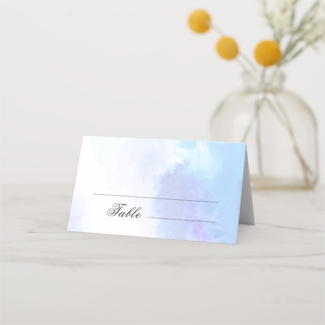 Light Blue, Beach Wedding  Place Card (Front)
