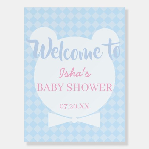 Light Blue Bear Baby shower Welcome Foam Boards